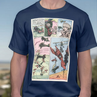 WW1 Kämpfen Flugzeug Dogfight Vintages Comic Buchs T-Shirt