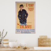 WW1 Navy - Navy Rekrutierung Poster oder Print (Küche)