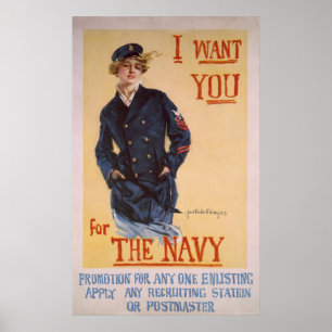 WW1 Navy - Navy Rekrutierung Poster oder Print