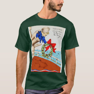 WW2 American Navy Funny Sailor Boy Weihnachtsschif T-Shirt