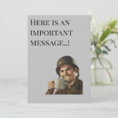 WW2 Army Typ Fab Funny Birthday Einladung (Stehend Vorderseite)