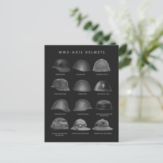 WW2 - Axis Helmets Postkarte (Stehend Vorderseite)