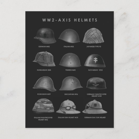 WW2 - Axis Helmets  Postkarte (Vorderseite)