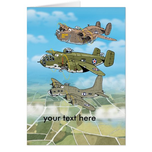 ww2-Bomber-Flugzeug-Karte für bearbeitbaren Text u (Vorne)