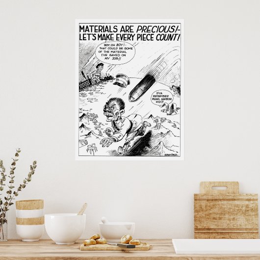 WW2 — Cartoon für die Materialerhaltung Poster (Küche)