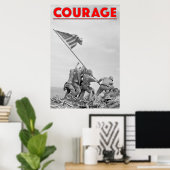 WW2 COURAGE - Schlacht von Iwo Jima Poster (Heimbüro)