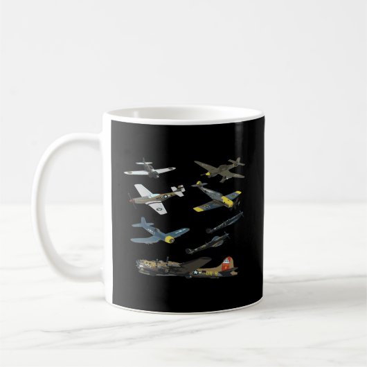 WW2 Flugzeug Warbirds P51 Mustang Spitfire Messers Kaffeetasse (Links)