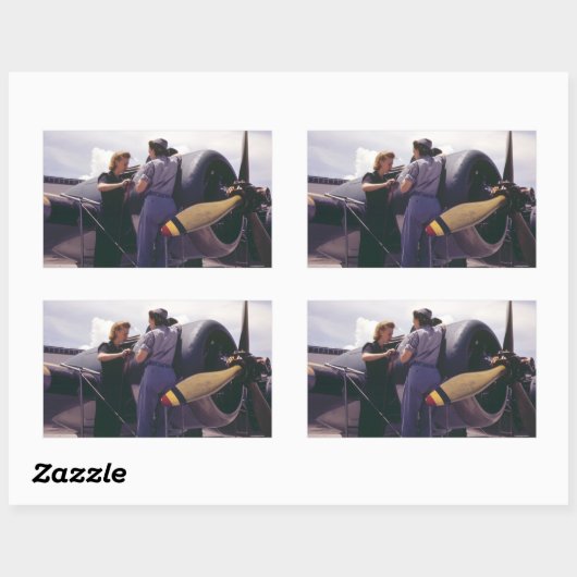 WW2 - Frauenluftfahrtmechaniken Rechteckiger Aufkleber (Blatt)