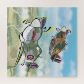 WW2-Kampfflugzeuge Hurrikan und Spitfire - Flugzeu Puzzle (Horizontal)