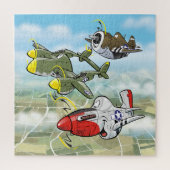 WW2 Kampfflugzeuge P-51, P-47, P-47Karikaturen Puzzle (Vertikal)
