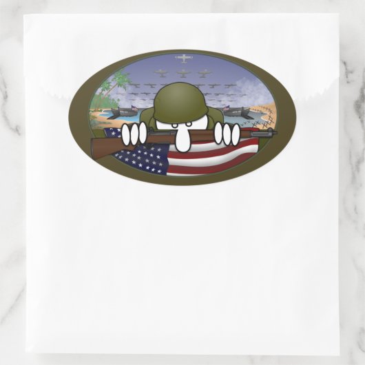 WW2 Kilroy Oval Aufkleber (Tasche)