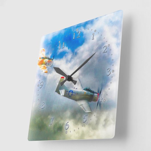 WW2 LUFTKRAFTFAHRZEUGE QUADRATISCHE WANDUHR (Winkel)