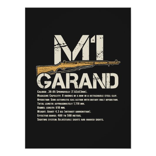 WW2 M1 Garand Weapon Specs Poster (Vorderseite)