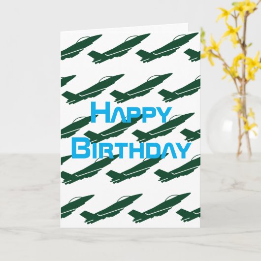 WW2: Militärflugzeug, Luftfahrt zum Geburtstag Karte (Gelbe Blume)