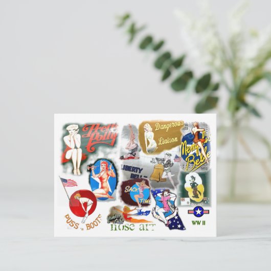 WW2 Nose Art Postkarte (Stehend Vorderseite)