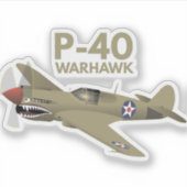 WW2 P-40 Warhawk-Flugzeug Aufkleber (Vorderseite)