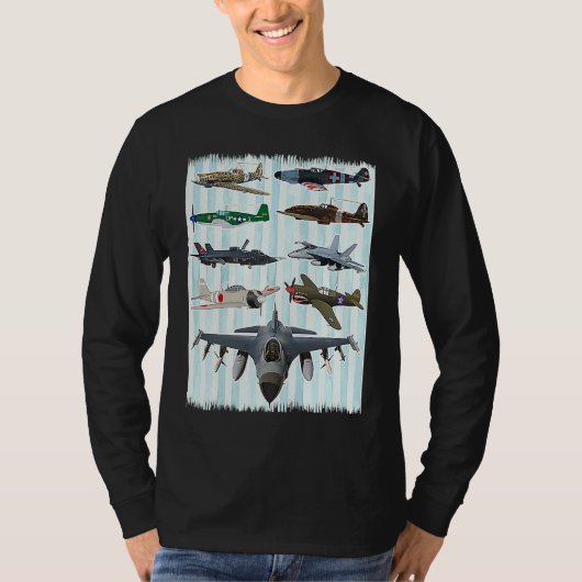 WW2 Planes Warbirds P51 Mustang Spitfire Messersch T-Shirt (Vorderseite)