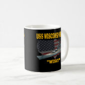 WW2 Ship & Korean War Battleship USS Wisconsin BB- Kaffeetasse (VorderseiteRechts)