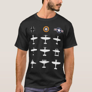 Ww2 Warbird Ansammlung Messerschmitt Mustang Spitf T-Shirt