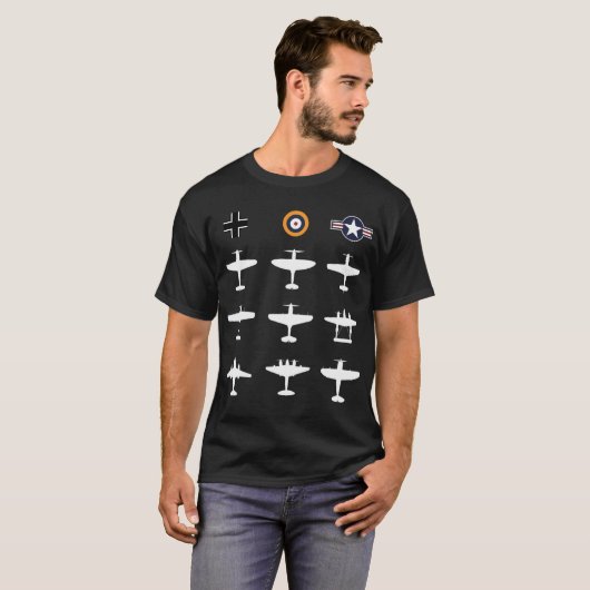 Ww2 Warbird Ansammlung Messerschmitt Mustang Spitf T-Shirt (Vorne ganz)