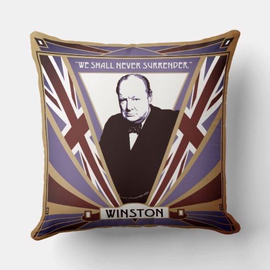 WW2 Winston Churchill Art Deco Stil Union Jack Kissen (Rückseite)