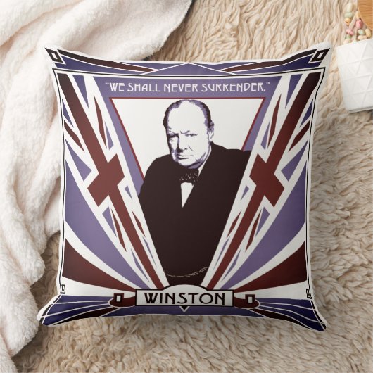 WW2 Winston Churchill Art Deco Stil Union Jack Kissen (Decke)