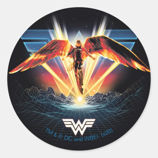 WW84 | 80's Retrowave Wonder Woman Graphic Runder Aufkleber (Vorderseite)