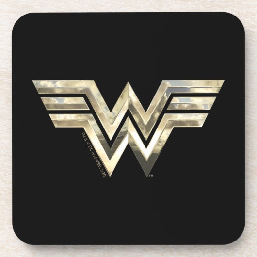 WW84 | Golden Wonder Woman Logo Getränkeuntersetzer (Vorderseite)
