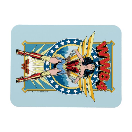WW84 | Retro Comic Wonder Woman Charakter Abzeiche Magnet (Horizontal)