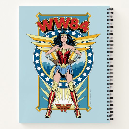 WW84 | Retro Comic Wonder Woman Charakter Abzeiche Notizblock (Rückseite)
