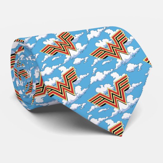WW84 | Retro Comic Wonder Woman Logo Cloud Muster Krawatte (Gerollt)