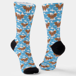 WW84 | Retro Comic Wonder Woman Logo Cloud Muster Socken