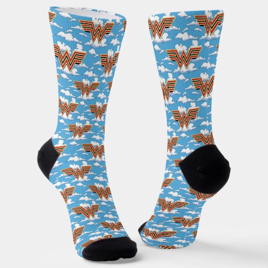 WW84 | Retro Comic Wonder Woman Logo Cloud Muster Socken (Gewinkelt)