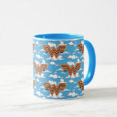 WW84 | Retro Comic Wonder Woman Logo Cloud Muster Tasse (VorderseiteRechts)