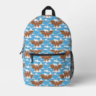 WW84 | Retro-Comic-Wonder-Woman-Logo-Wolkenmuster Bedruckter Rucksack