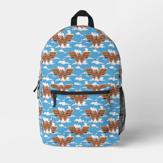 WW84 | Retro-Comic-Wonder-Woman-Logo-Wolkenmuster Bedruckter Rucksack (Vorderseite)