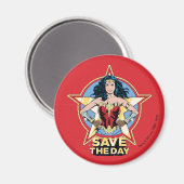 WW84 | Rett The Day Wonder Woman Retro Comic Art Magnet (Vorderseite/Rückseite)