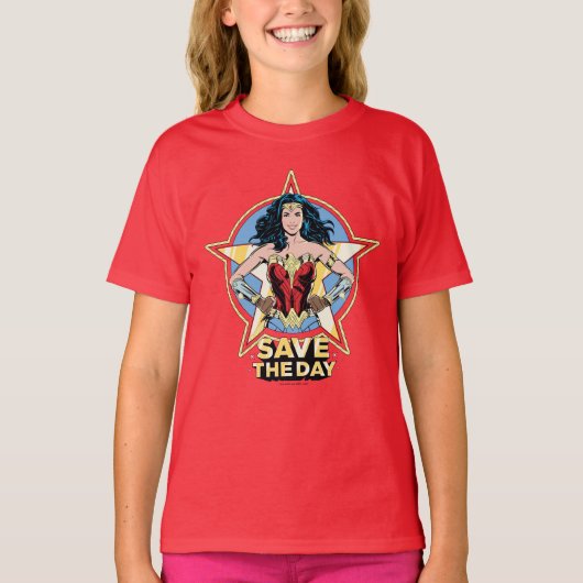 WW84 | Rett The Day Wonder Woman Retro Comic Art T-Shirt (Vorderseite)