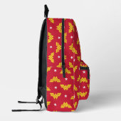 WW84 | Rotes Wonder Woman-Logo und Sterne-Muster Bedruckter Rucksack (Links)