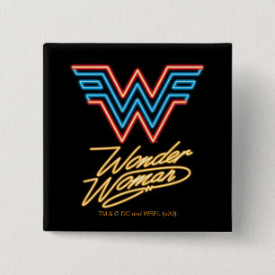WW84  Woman Neon Light Logo Button