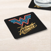 WW84 | Wonder Woman Neon Light Logo Rechteckiger Pappuntersetzer (angewinkelt)