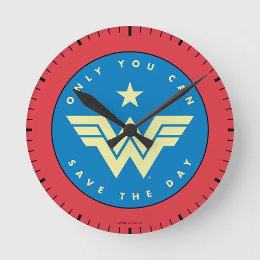 WW 84 Wonder Woman | Only You Can Save The Day Runde Wanduhr (Vorderseite)