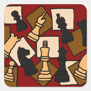 WW- Chess Game Piets Quadratischer Aufkleber