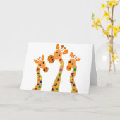 WW- Giraffe und Herz Primitive Art Cartoon Karte (Gelbe Blume)