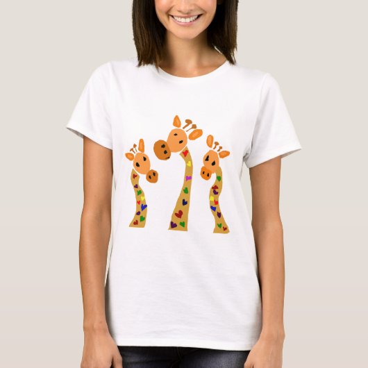WW-, Giraffe und Herz-ursprünglicher Kunst-Cartoon T-Shirt (Vorderseite)