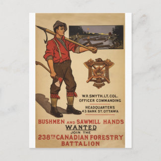 WW I ~ 238. Kanadisches Forstbataillon 1915 Postkarte