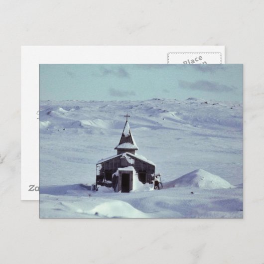 WW II Kirche im Winter auf der Insel Amchitka Postkarte (Vorne/Hinten)