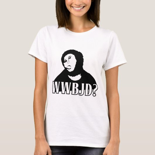 WWBJD? - Was würde Tier Jesus tun? T-Shirt (Vorderseite)