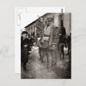 WWI American Field Serviceman + Französische Waise Postkarte (Vorne/Hinten)