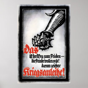 WWI Deutsches Propagandaposter Eiserne Faust! Der  Poster